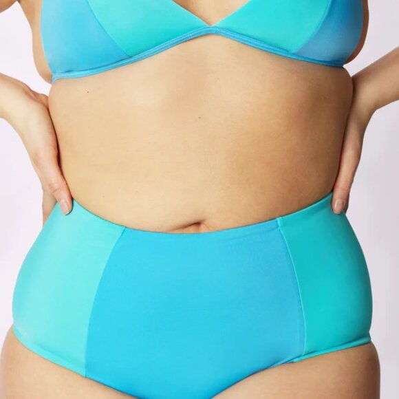 Parade Blue Crush Bikini Womens Small Blue High Waist Color Block Triangle - Picture 1 of 11
